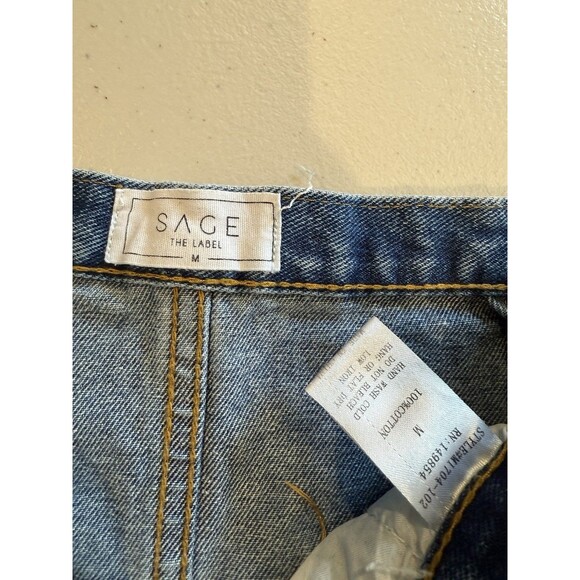Sage The Label Skirt Womens Medium Denim Pockets Raw Hem Western Vacation Travel - Picture 3 of 5